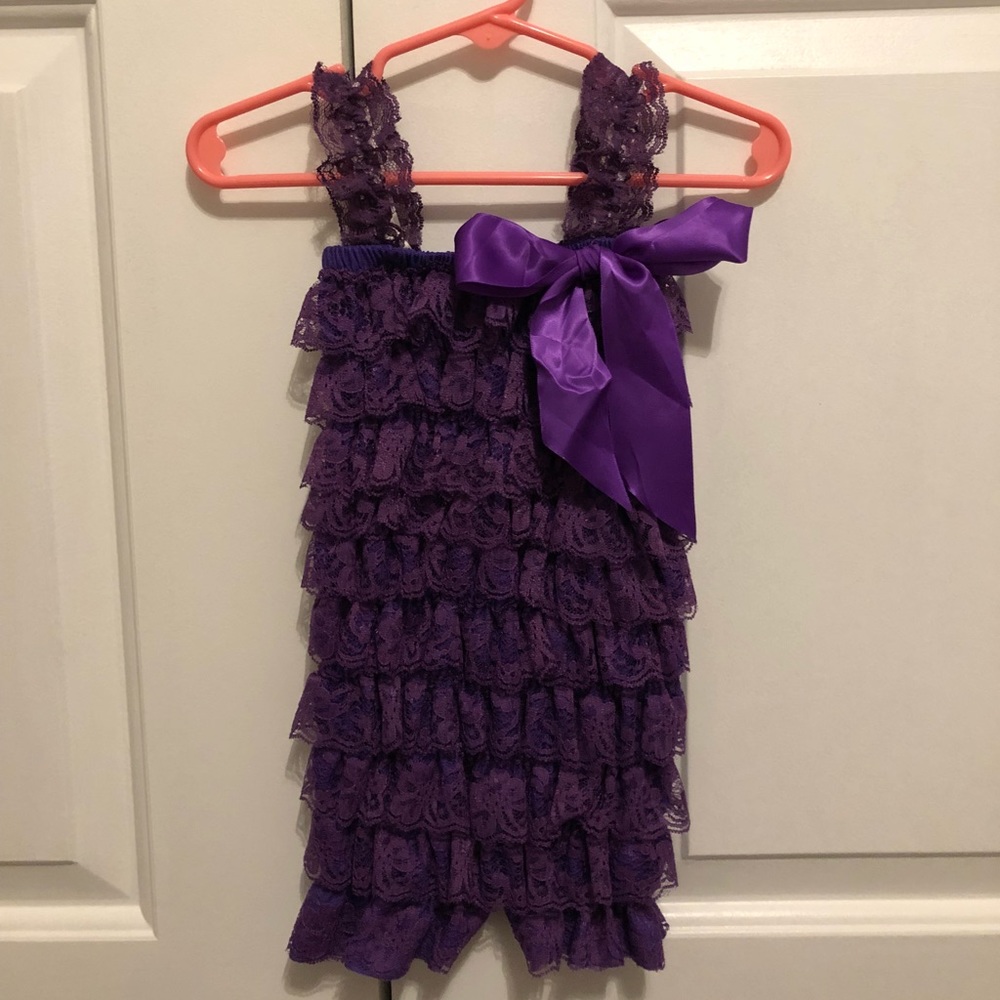 Dark Purple Petite Lace Romper
